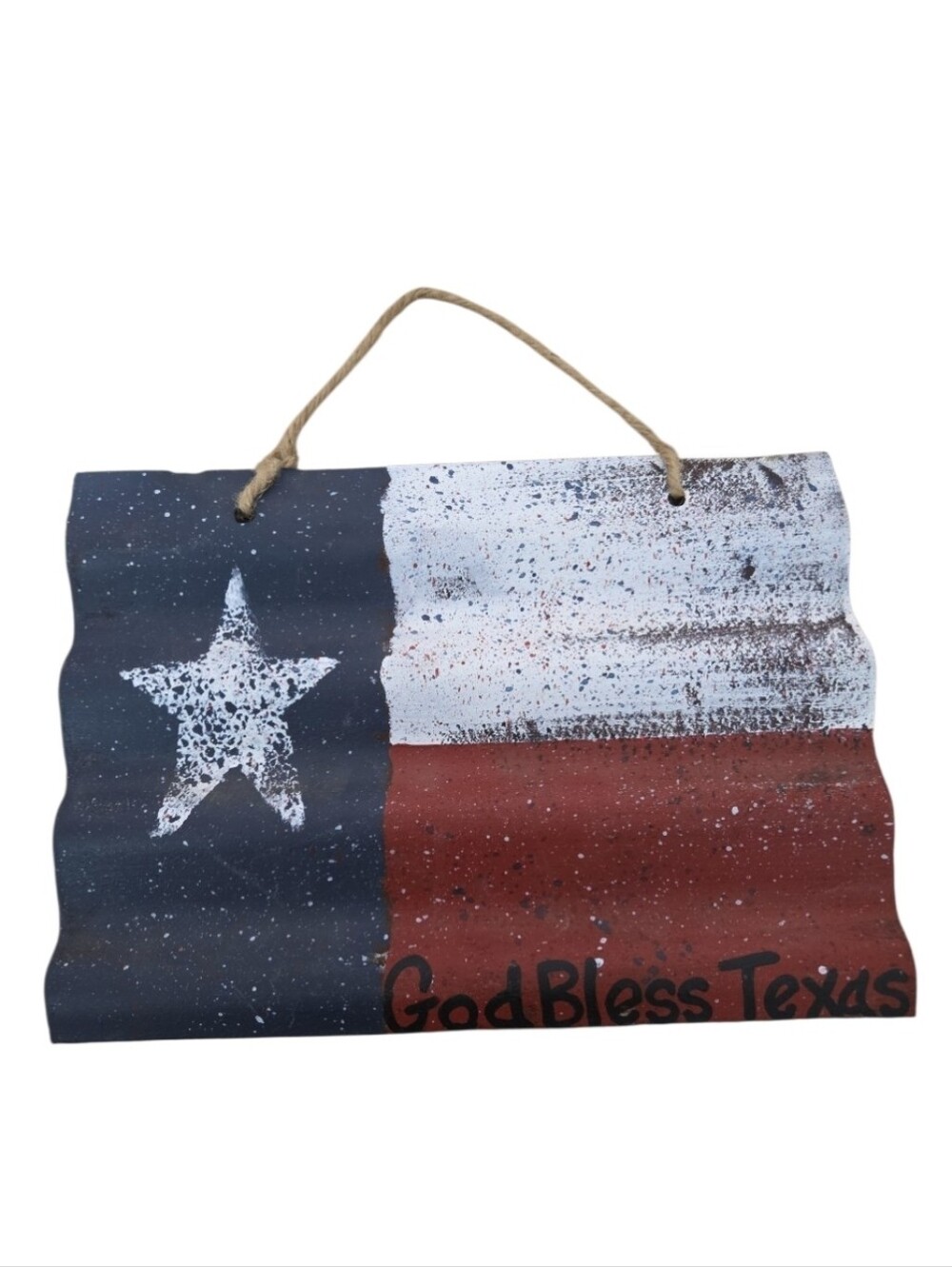 American Flag Metal Hanging Decor Sign God Bless Texas Made By Hand Rustic